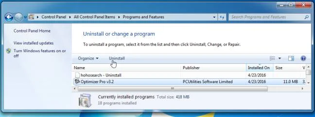 Uninstall Optimizer Pro v3.2