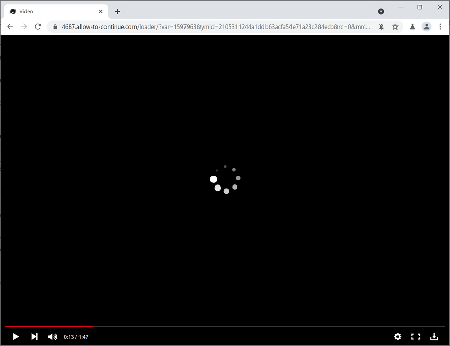 Image: Chrome browser is redirected to Allow-to-continue.com