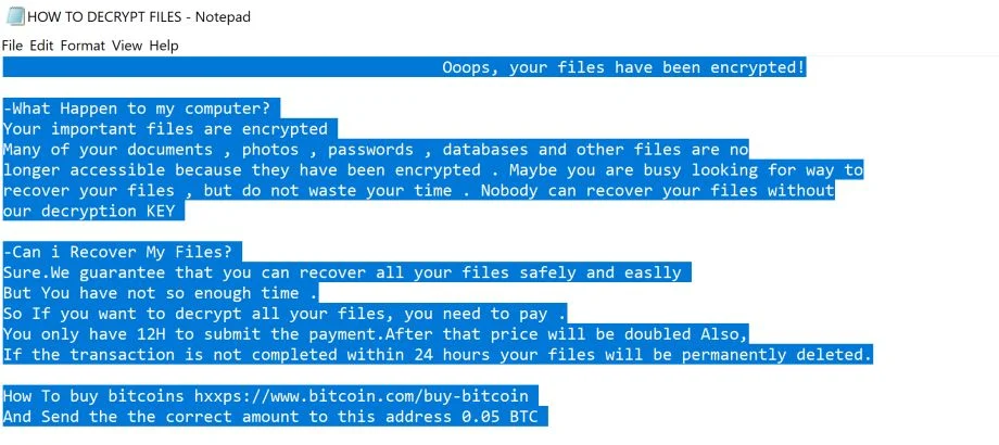 Hello ransomware virus