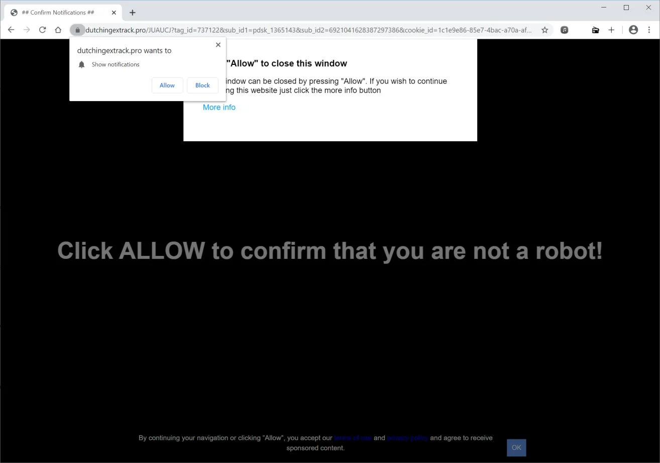 Remove Dutchingextrack.pro pop-up ads (Virus Removal Guide) 1 Image: Chrome browser is redirected to Dutchingextrack.pro