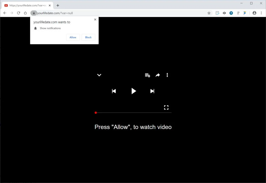 How to remove Yourlifedate.com pop-up ads (Virus Removal Guide) 1 Image: Chrome browser is redirected to Yourlifedate.com