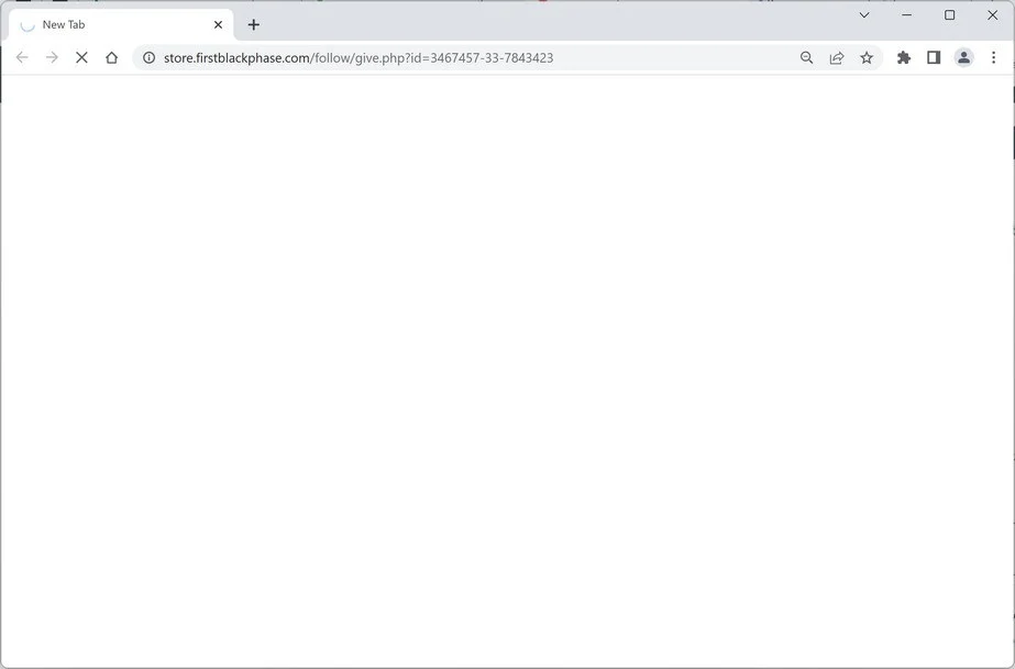 Image: Chrome browser is redirected to Firstblackphase.com