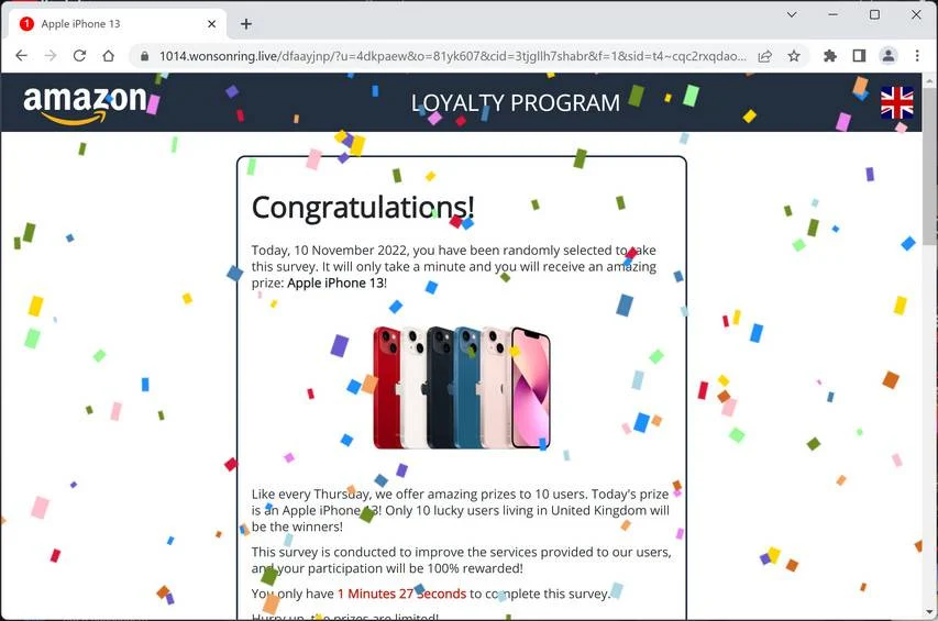 Remove Wonsonring.live Ads (Virus Removal Guide) 1 Image: Wonsonring.live Fake Amazon Survey