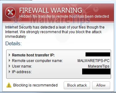 [Image: Internet Security 2013 Firewall Warning ]