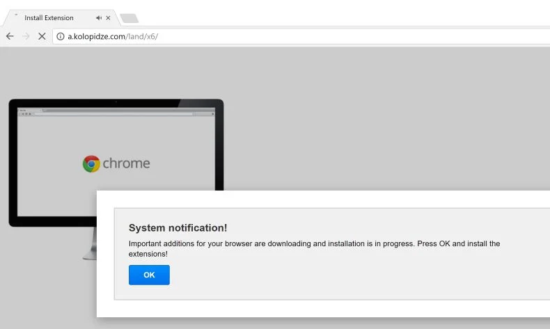 a.kolopidze.com - Add Extension Chrome Scam a.kolopidze.com virus