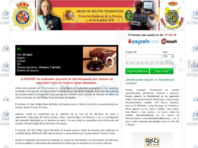 [Image: Grupo de Delitos Telemáticos Ukash virus]