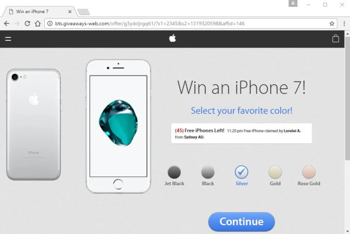 Win an iPhone 7 Virus