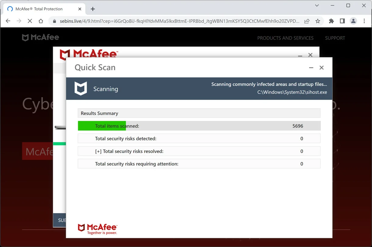 Image: Chrome browser is redirected to Sebins.live