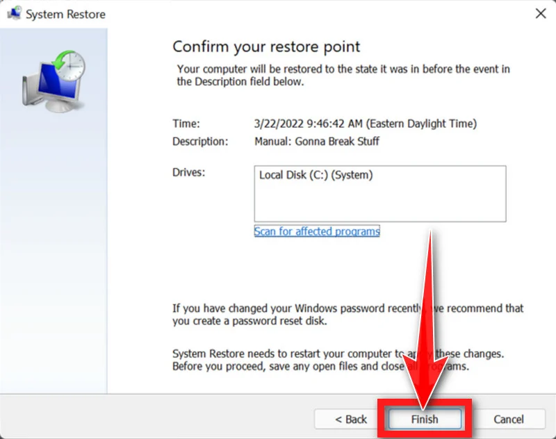 Restore Step 5