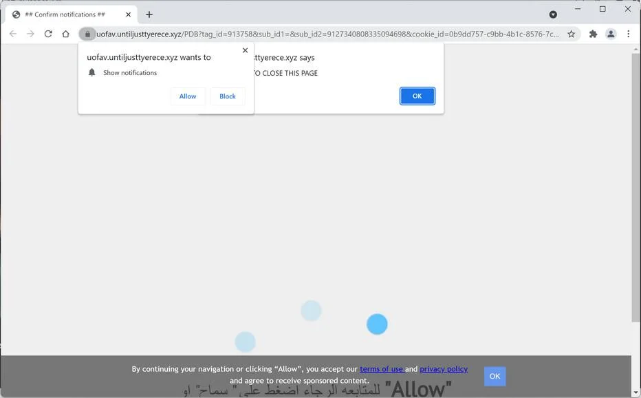 Remove Untiljusttyerece.xyz pop-up ads (Virus Removal Guide) 1 Image: Chrome browser is redirected to Untiljusttyerece.xyz