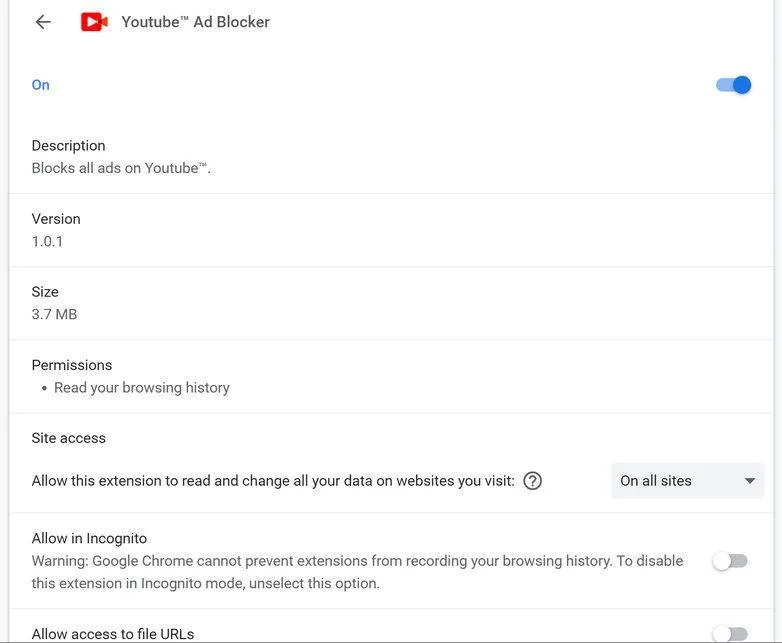 Image: Youtube Ad Blocker browser extension