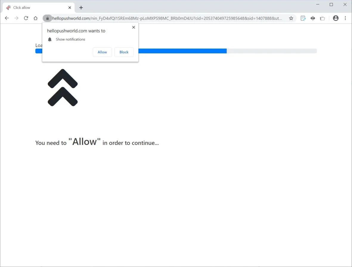 How to remove Hellopushworld.com pop-up ads (Virus Removal Guide) 1 Image: Chrome browser is redirected to Hellopushworld.com