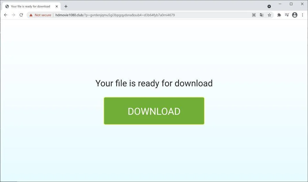 Image: Chrome browser is redirected to Hdmovie1080.club
