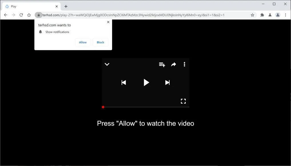 Remove Terhsd.com pop-up ads (Virus Removal Guide) 1 Image: Chrome browser is redirected to Terhsd.com