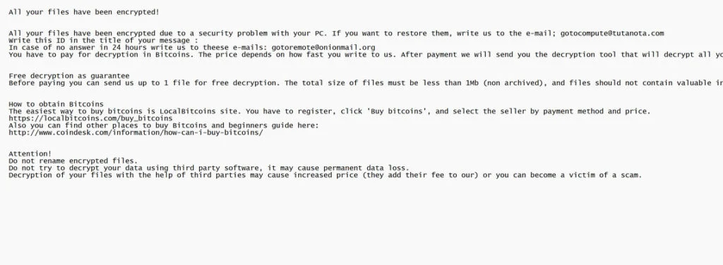 Image: GOGO ransomware