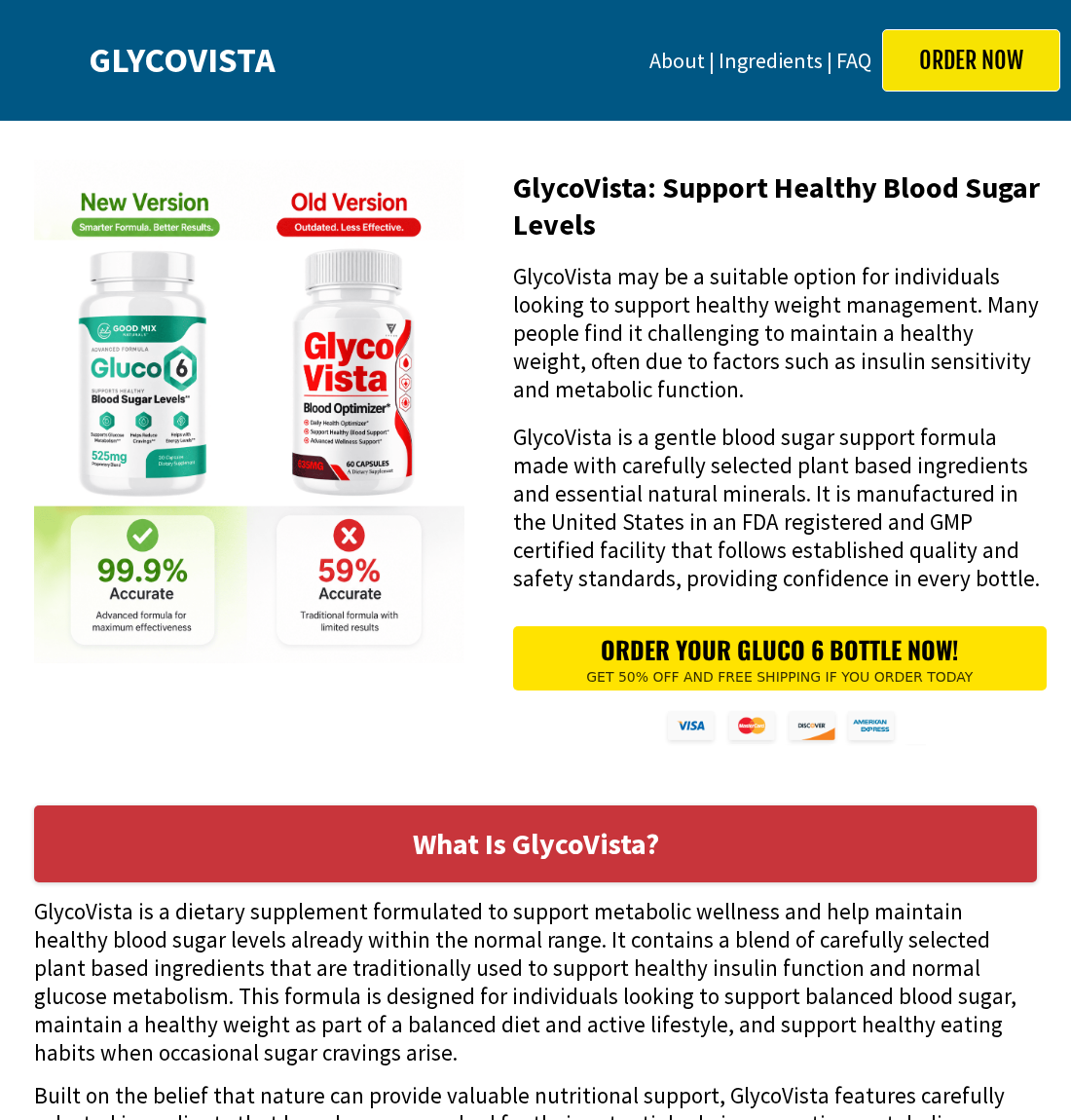 GlycoVista offer comparing a new Gluco6 bottle with an old GlycoVista bottle and displaying accuracy figures
