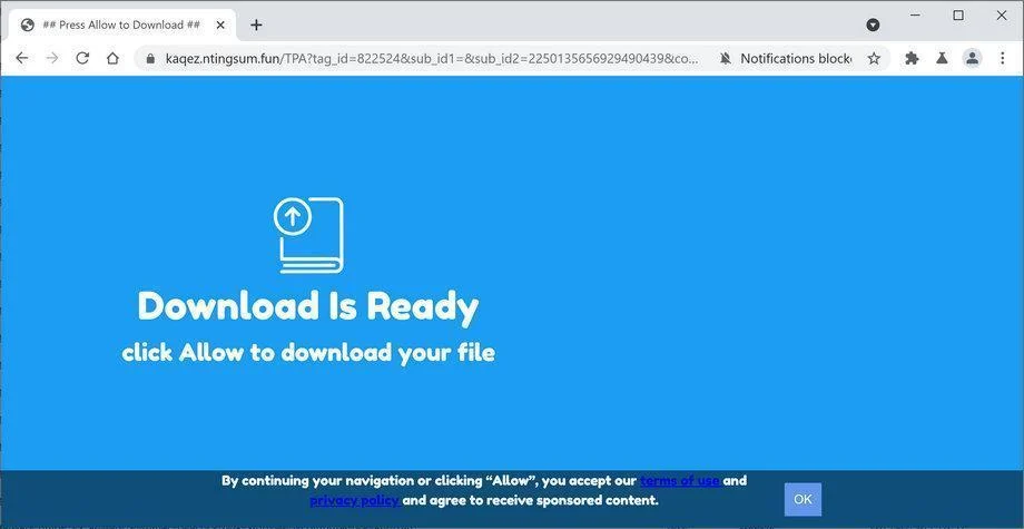 Remove Ntingsum.fun pop-up ads (Virus Removal Guide) 1 Image: Chrome browser is redirect to Ntingsum.fun