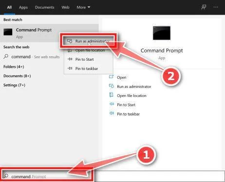 Open Command Prompt as Admin