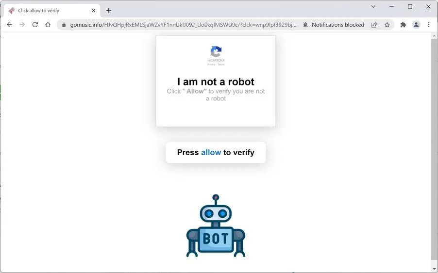 Remove Gomusic.info Pop-up Ads (Virus Removal Guide) 1 Image: Chrome browser is redirected to Gomusic.info