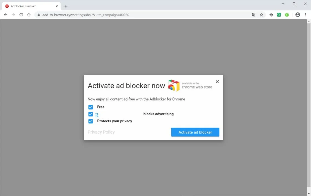 Image: Chrome browser is redirected to Add-to-browser.xyz