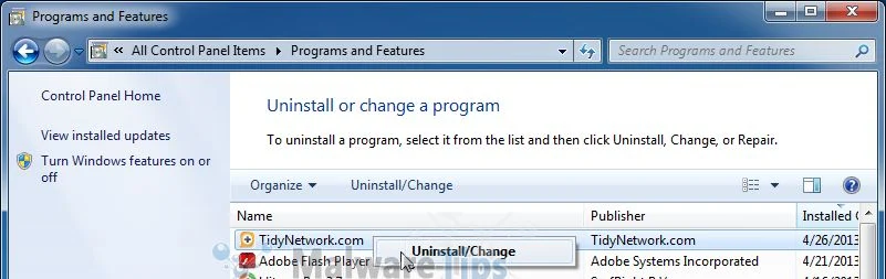 Uninstall TidyNetwork