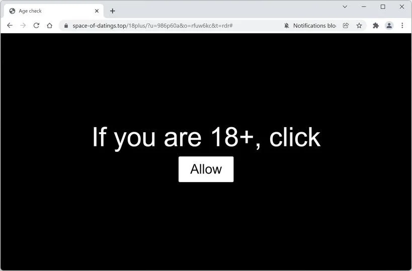 Remove Space-of-datings.top Pop-up Ads (Virus Removal Guide) 1 Image: Chrome browser is redirected to Space-of-datings.top