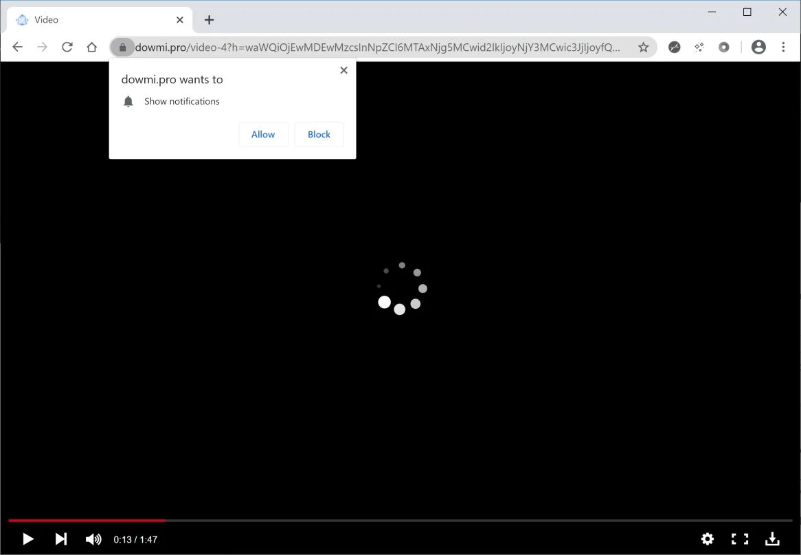 How to remove Dowmi.pro pop-up ads (Virus Removal Guide) 1 Image: Chrome browser is redirected to Dowmi.pro