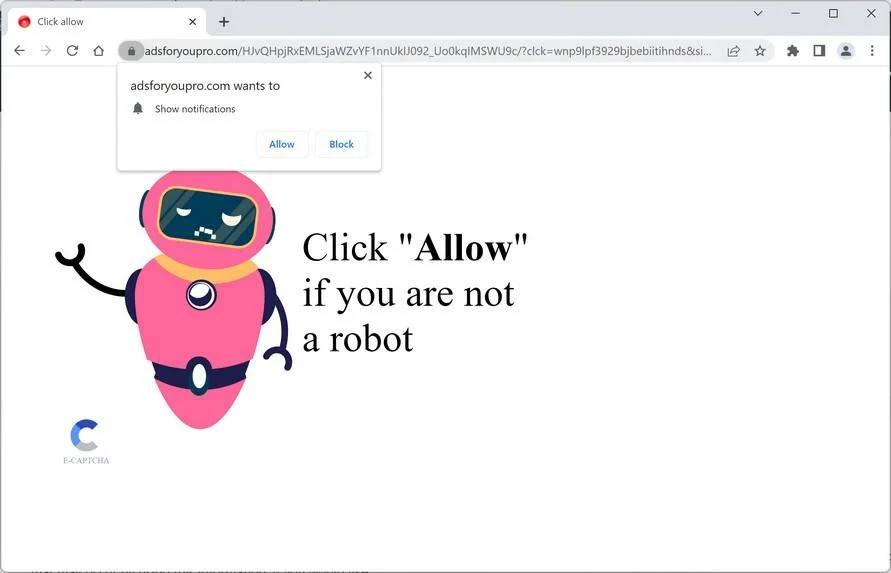 Remove Adsforyoupro.com Pop-up Ads (Virus Removal Guide) 1 Image: Chrome browser is redirected to Adsforyoupro.com