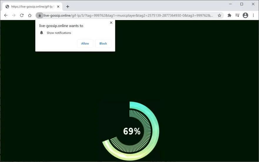 Image: Chrome browser is redirected to Live-gossip.online