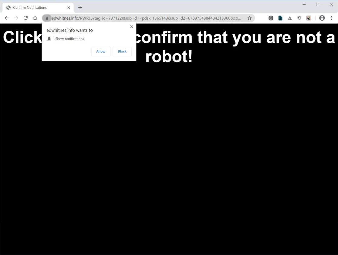 How to remove Edwhitnes.info pop-up ads (Virus Removal Guide) 1 Image: Chrome browser is redirected to Edwhitnes.info