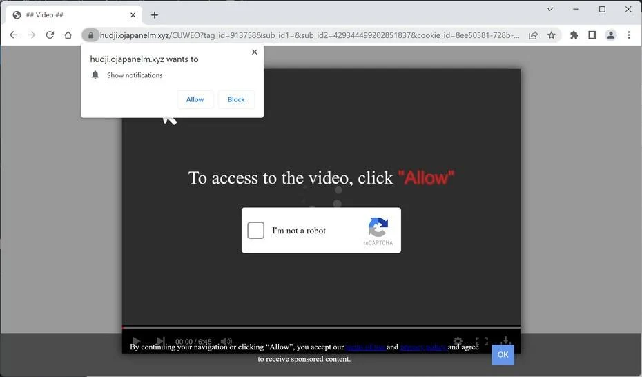 How to Remove Ojapanelm.xyz Pop-up Ads (Virus Removal Guide) 1 Image: Chrome browser is redirected to Ojapanelm.xyz