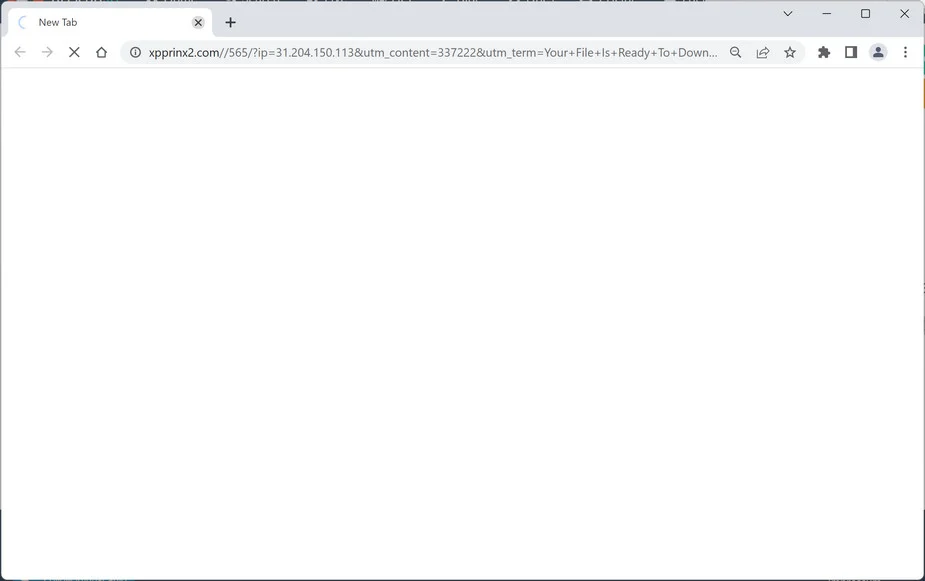 Image: Chrome browser is redirected to Xpprinx2.com