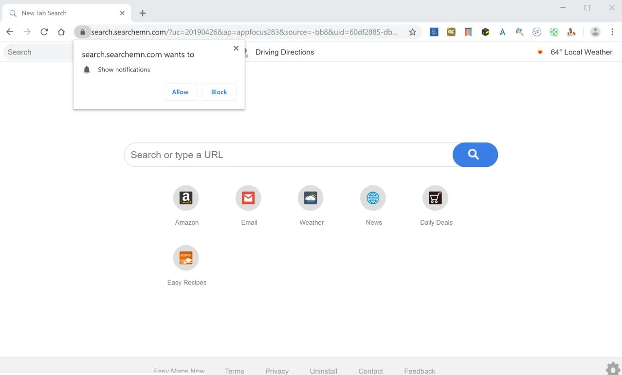 How to remove Search.searchemn.com redirect (Virus Removal Guide) 1 Image: Chrome browser is redirected to search.searchemn.com