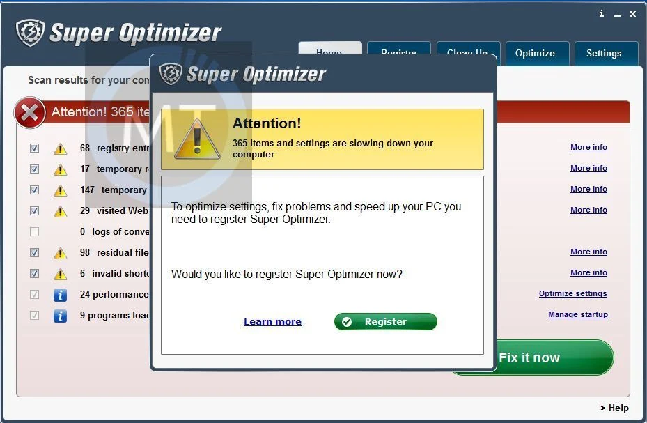 Super Optimizer pop-up