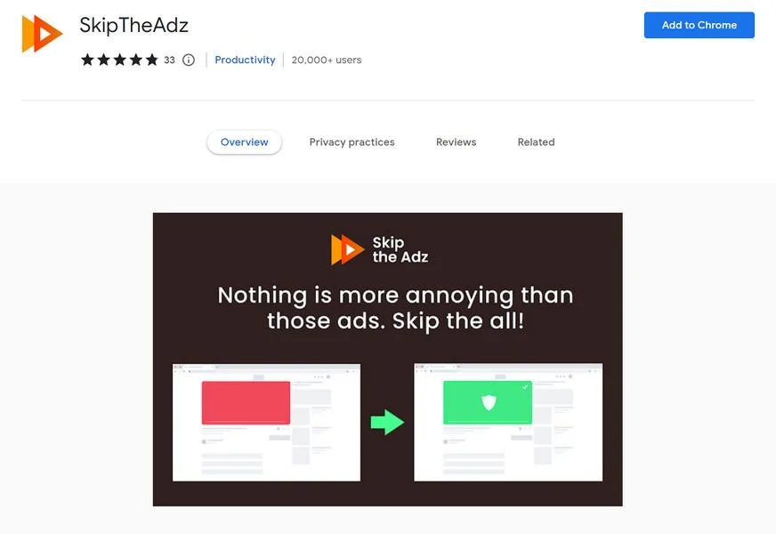 How to remove SkipTheAdz adware (Virus Removal Guide) 1 Image: SkipTheAdz Chrome extension