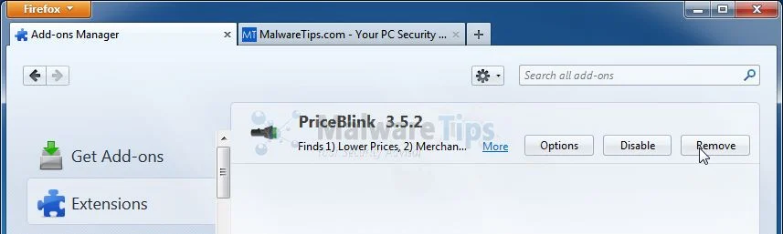 [Image: PriceBlink Firefox extension]