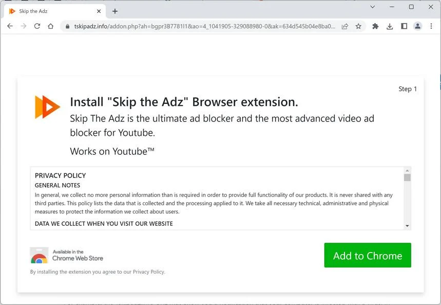 Remove Tskipadz.info Ads (Virus Removal Guide) 1 Image: Tskipadz.info browser redirect