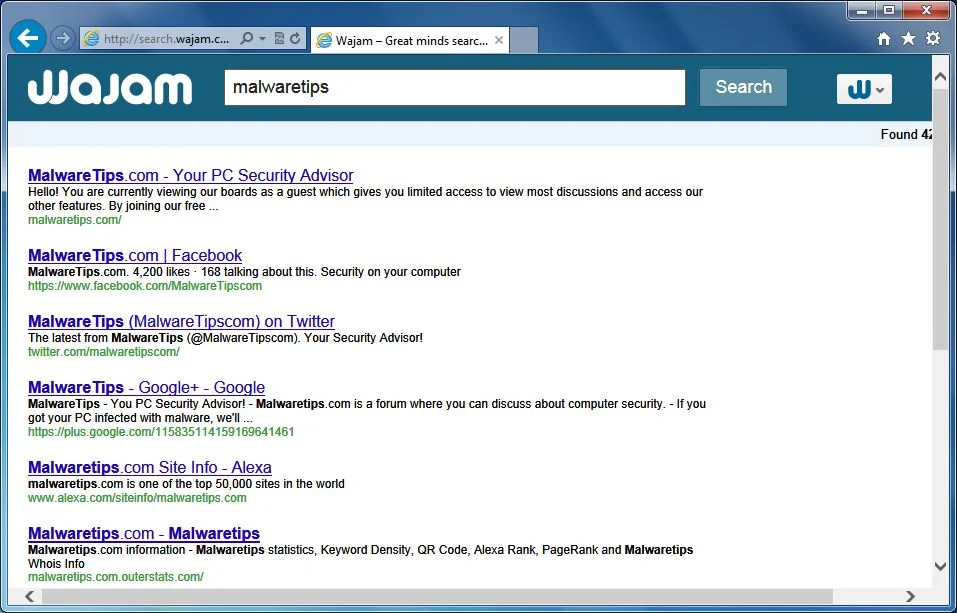 [Image: Search.Wajam.com redirect]