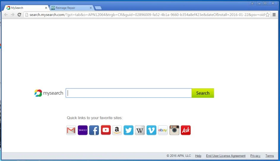 MySearch homepage