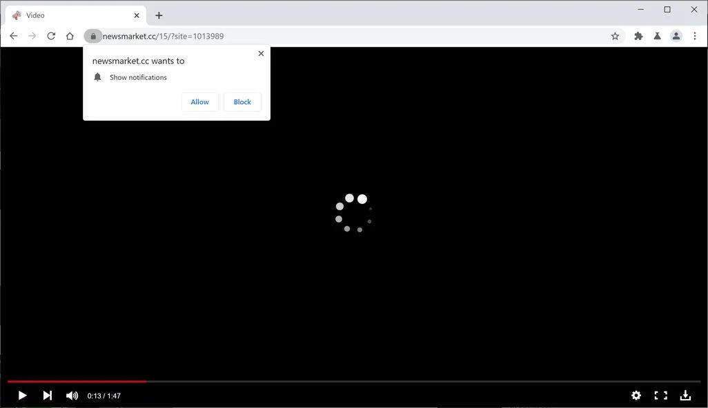 Remove Newsmarket.cc pop-up ads (Virus Removal Guide) 1 Image: Chrome browser is redirected to Newsmarket.cc