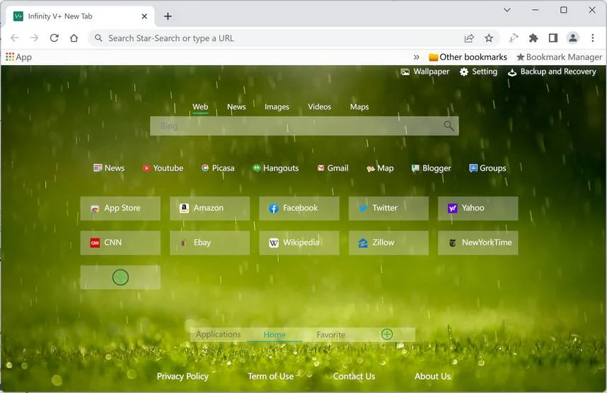 Image: Infinity V+ New Tab Chrome new tab page
