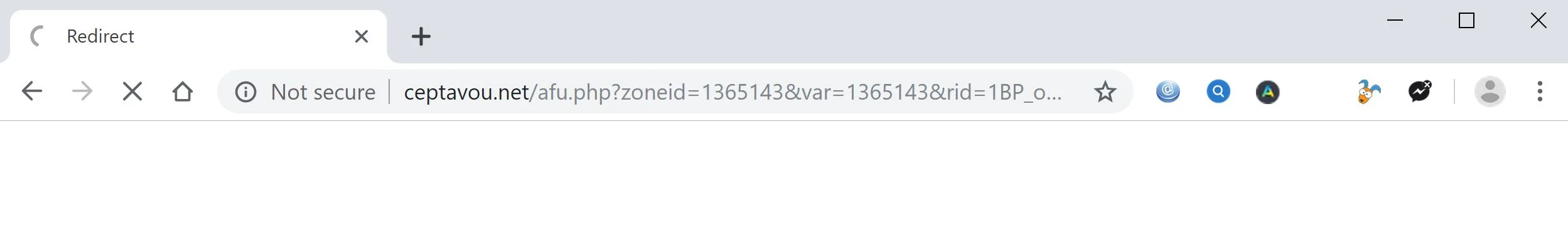 Image: Chrome browser is redirected to Ceptavou.net
