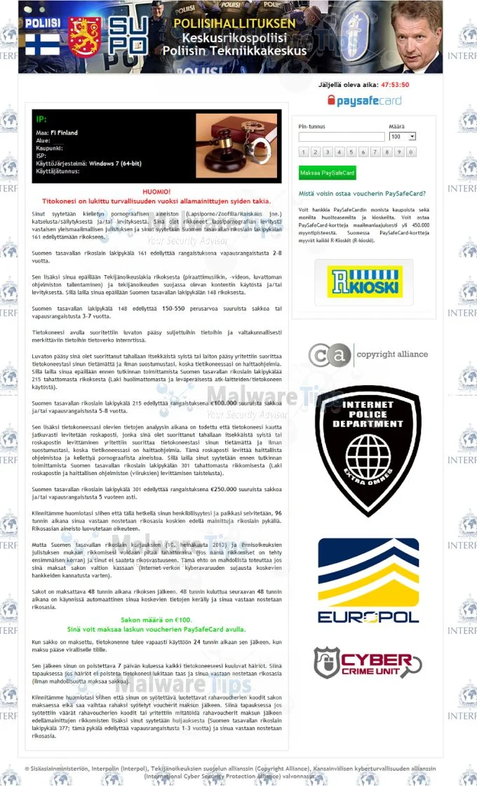 [Image: Poliisin Tekniikkakeskus virus]