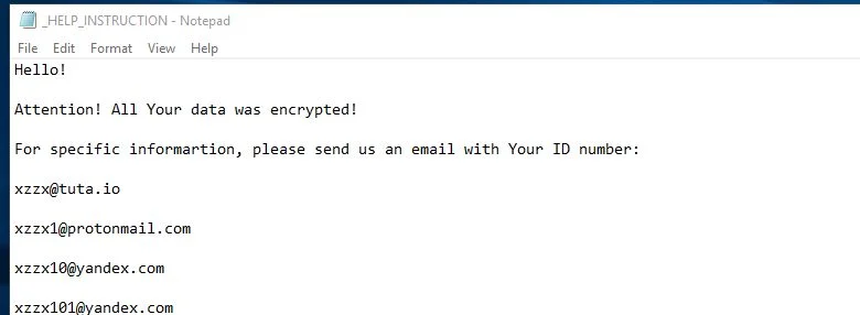 XZZX Ransomware Virus