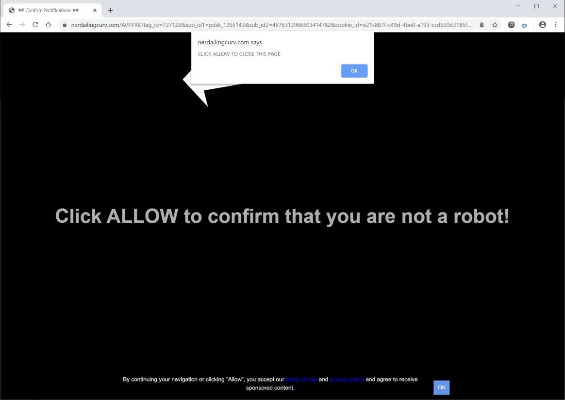 How to remove Nerdailingcurv.com pop-up ads (Virus Removal Guide) 1 Image: Chrome browser is redirected to Nerdailingcurv.com