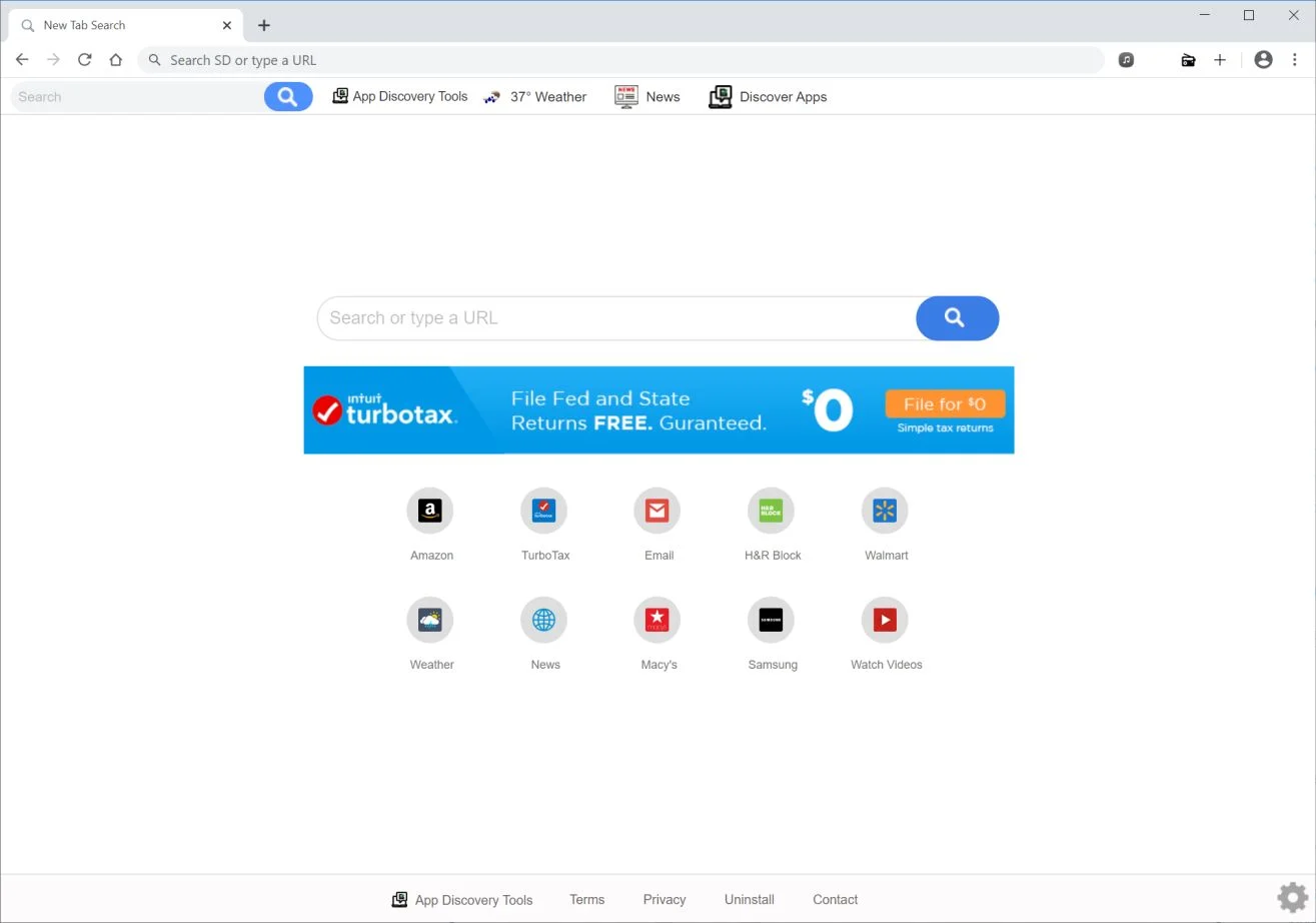 How to remove App Discovery Tools redirect (Virus Removal Guide) 1 Image: Chrome browser is redirected to App Discovery Tools
