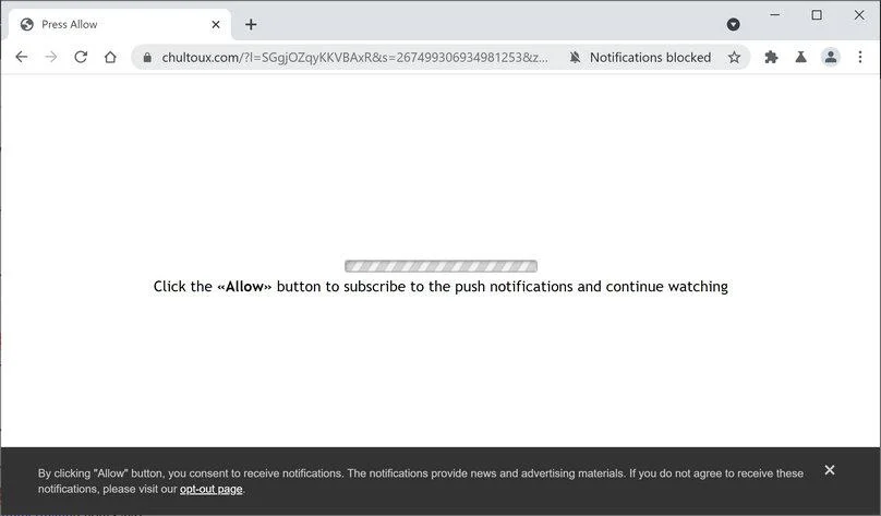 Image: Chrome browser is redirected to Chultoux.com