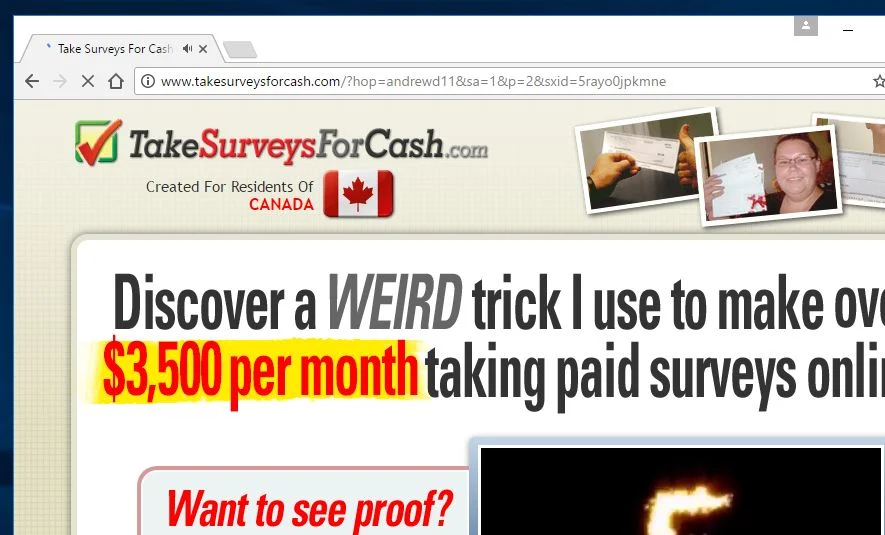 takesurveysforcash.com virus
