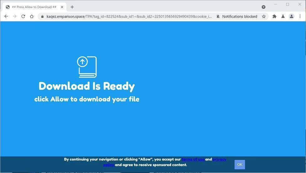 Image: Chrome browser is redirected to Ereparison.space