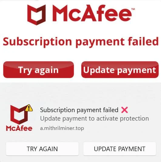 McAfee Antivirus Payment Failure